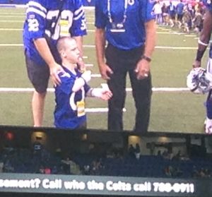 Robbie threw the ceremonial coin to open the Aug. 31 Colts game