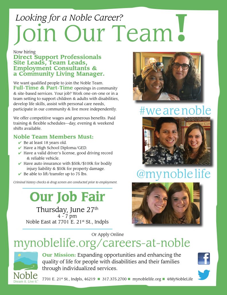 Looking for a Noble Career? Come to Our Job Fair on Thursday